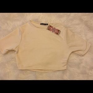 Cream Crop Sweater Top
